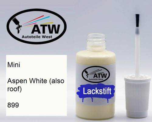 Mini, Aspen White (also roof), 899: 20ml Lackstift, von ATW Autoteile West.